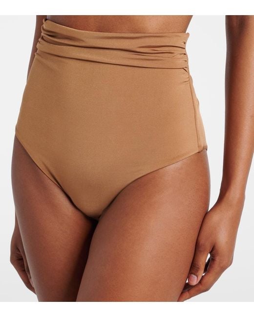Max Mara Brown Salli Ruched High-Rise Bikini Bottoms