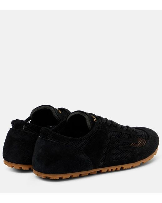 Balmain Black Runner Suede-Trimmed Sneakers