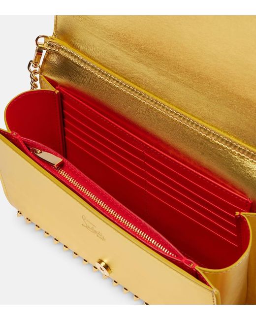 Christian Louboutin Yellow Paloma Spiked Metallic Leather Clutch
