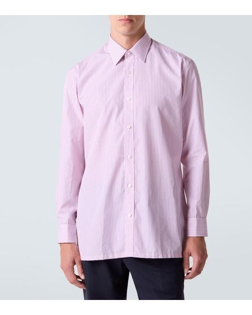 Charvet Pink Striped Cotton Poplin Shirt for men