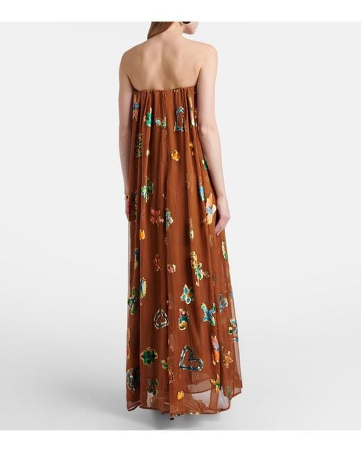 ALÉMAIS Brown Silk-Blend Gown