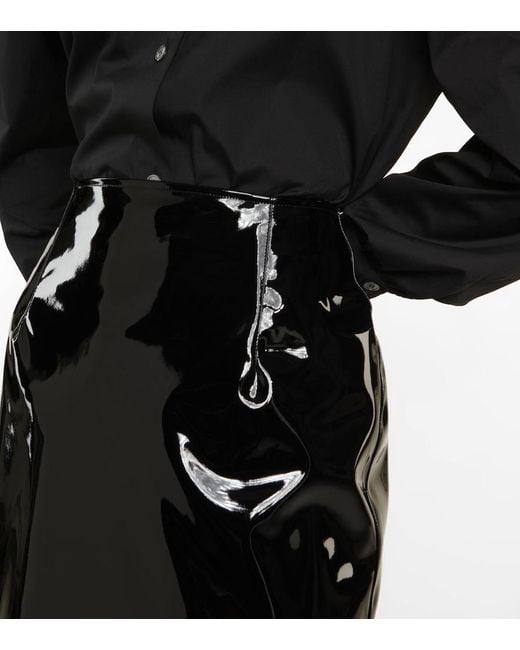 Alessandra Rich Black Vinyl Midi Skirt