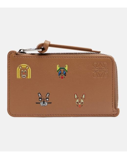 Loewe Brown X Louis Wain Cats Leather Card Holder