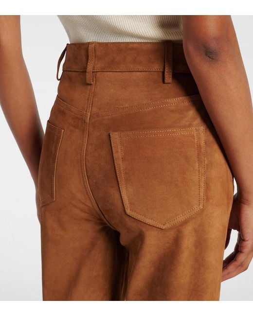 Nili Lotan Brown Roe Suede Flared Pants