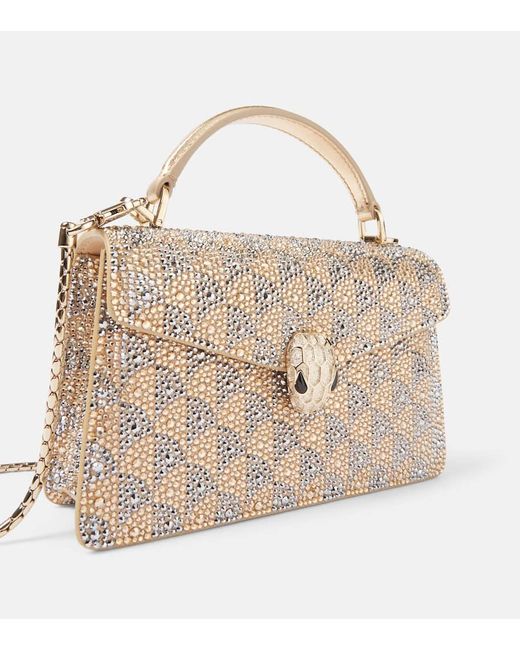 BVLGARI Natural Serpenti Forever Embellished Suede Tote Bag