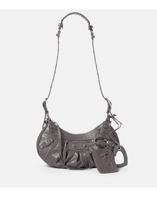 Le Cagole Leather Crossbody Bag in Grey - Balenciaga