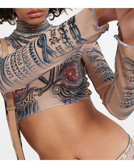 Jean Paul Gaultier Multicolor Tattoo Collection Cropped-Top