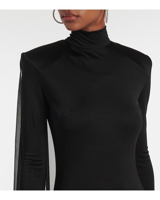 The New Arrivals Ilkyaz Ozel Black Xanthe Jersey Tulle Gown
