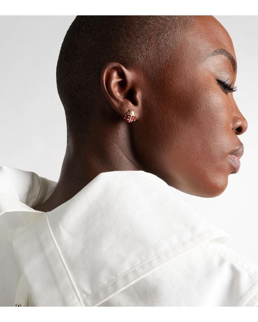 Yvonne Léon White Coccinelle 9Kt Earrings With Gemstones