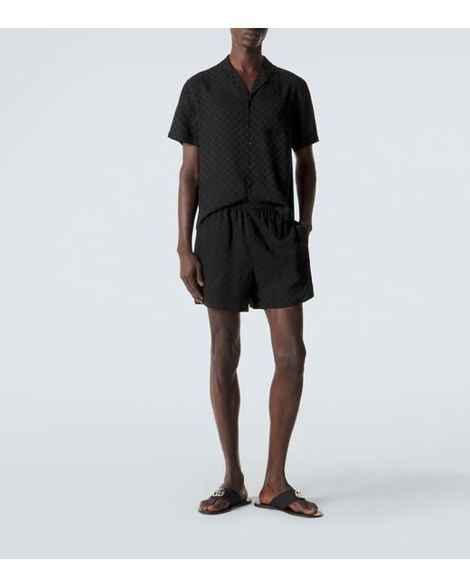 Gucci Black Gg Silk Jacquard Shorts for men