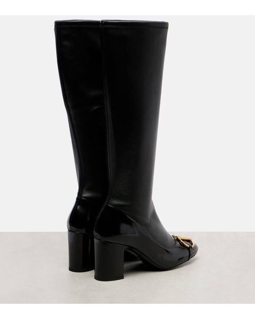 Gucci Black Stiefel Alfa Horsebit 75 Aus Leder
