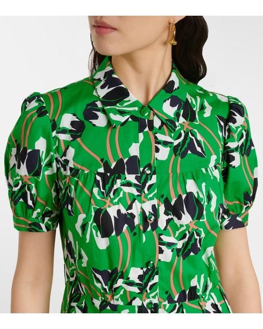Diane von Furstenberg Green Jonah Printed Cotton Maxi Dress