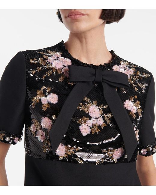 Valentino Black Crepe Couture Embellished Minidress