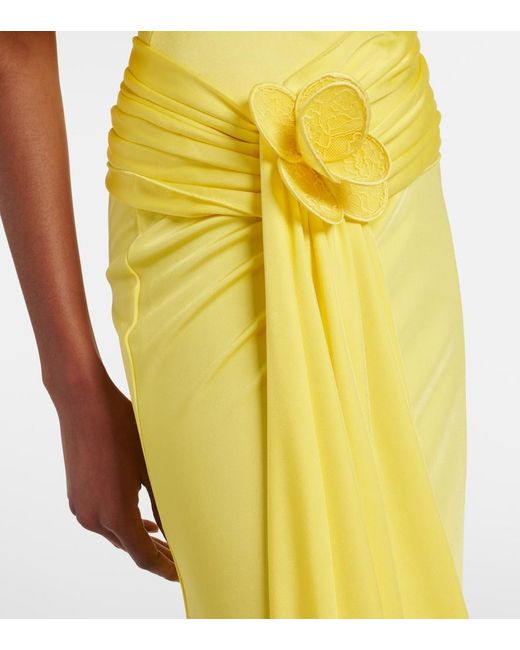 David Koma Yellow Floral-Applique Jersey Cocktail Dress