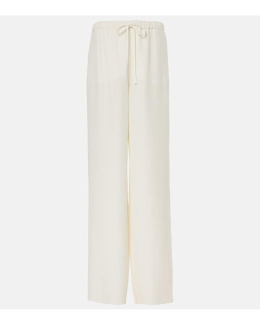 Valentino White Cady Couture High-Rise Wide-Leg Pants