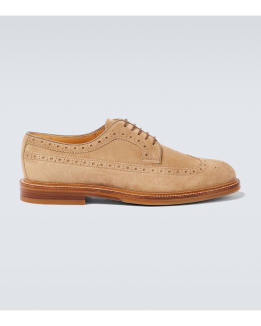 Brunello Cucinelli Brown Suede Longwing Brogues for men