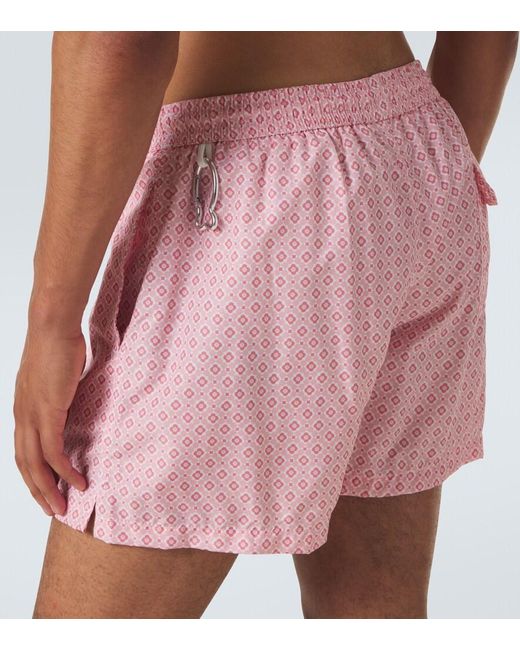 Fedeli Pink Madeira Printed Swim Trunks for men