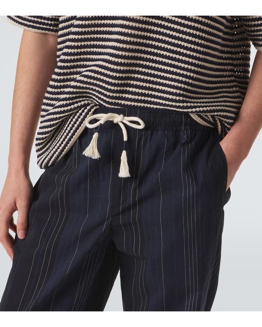 Orlebar Brown Blue Sonoran Striped Cotton Straight Pants for men