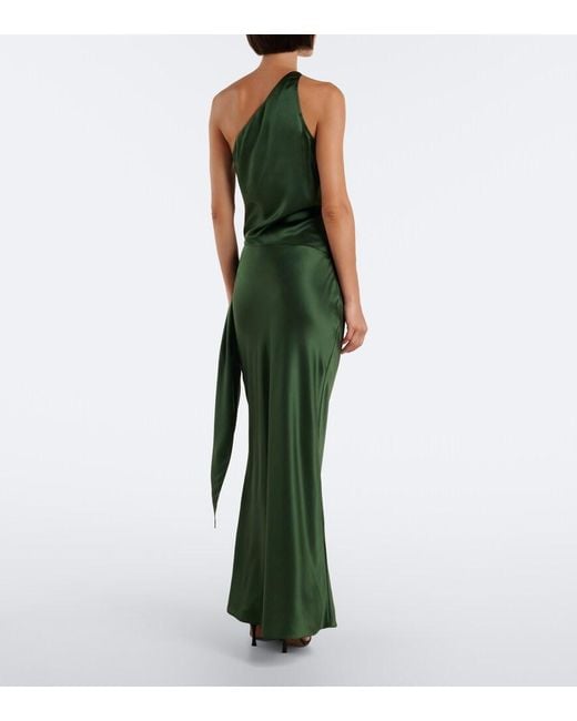 The Sei Green Silk Satin Maxi Skirt