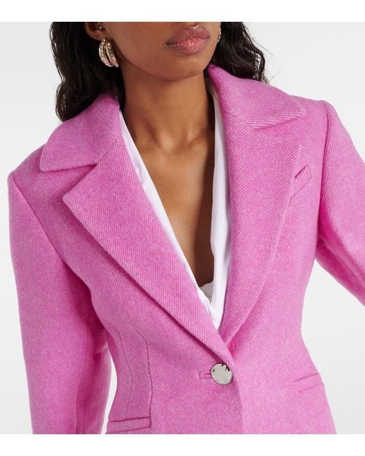 Blazer in twill di misto lana di Ganni in Pink