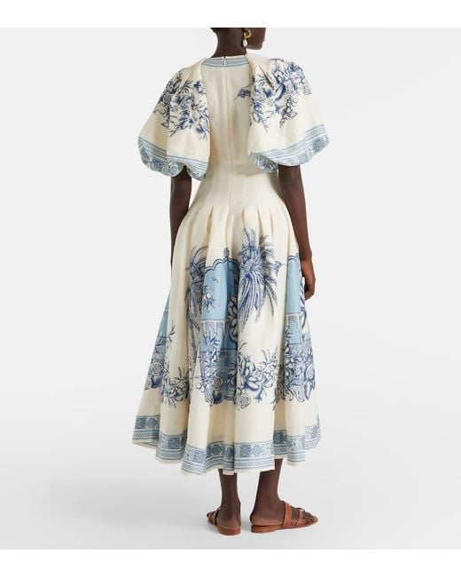 ALÉMAIS White Villa Romantica Linen-Blend Midi Dress