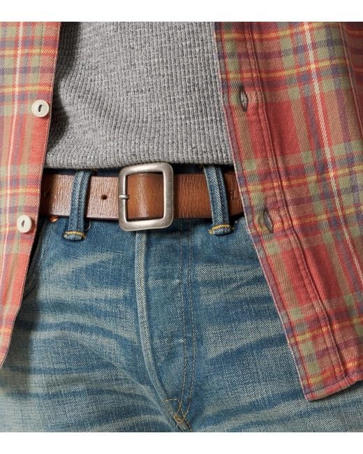 RRL Brown New Burling Leather Belt for men