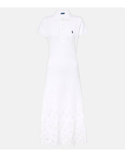 Vestido polo de pique de algodon Polo Ralph Lauren de color White