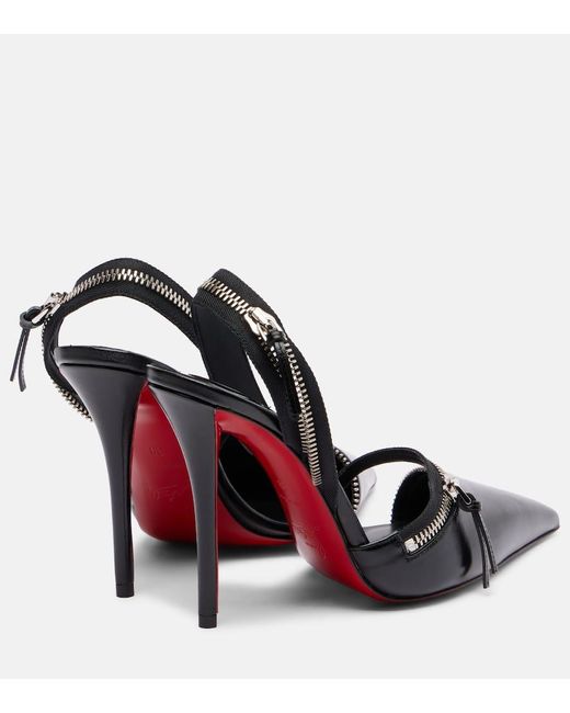 Christian Louboutin Black Slingyzip 100 Leather Slingback Pumps