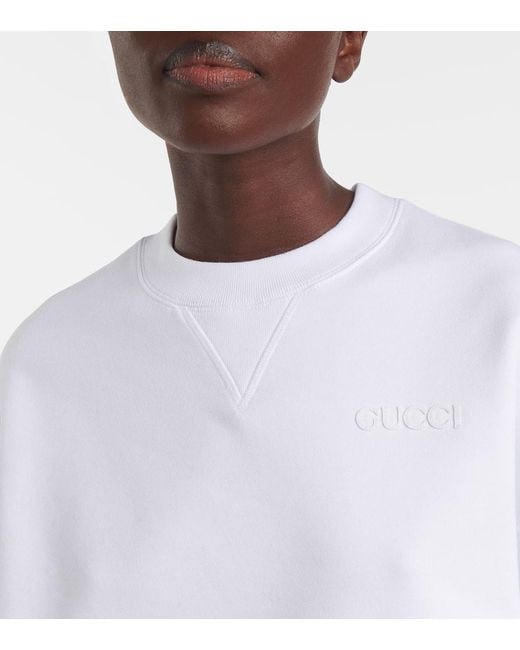 Gucci White Cropped-Top Web Stripe Aus Baumwoll-Jersey