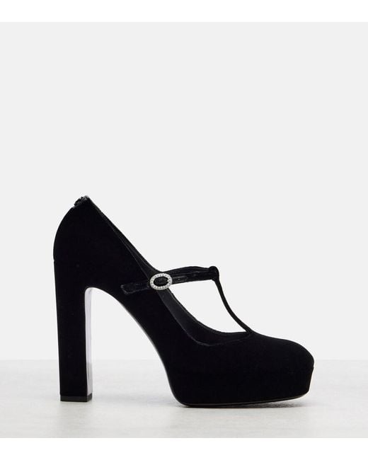 Jimmy Choo Black Marene 120 Velvet Mary Jane Pumps