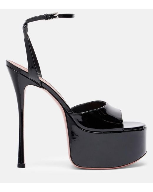 AMINA MUADDI Black Aya 155 Patent Leather Platform Sandals