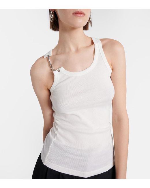 Acne White Chain-Detail Cotton Jersey Tank Top