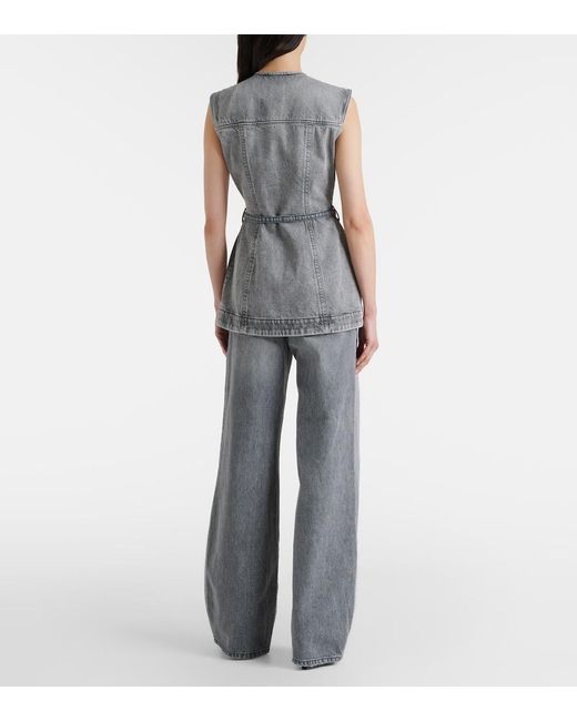 Sportmax Gray Carezza Wide-Leg Jeans