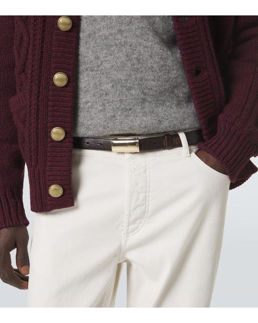 Brunello Cucinelli Brown Leather Belt for men