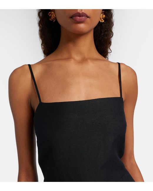 Jonathan Simkhai Black Annabella Linen-Blend Midi Dress
