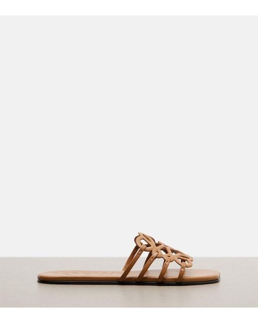 Loewe Brown Petal Anagram Leather Slides