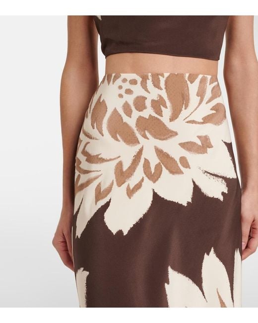 Sir Metallic Floral Silk Satin Maxi Skirt