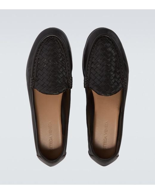 Bottega Veneta Black Silenzio Intrecciato Leather Loafers for men