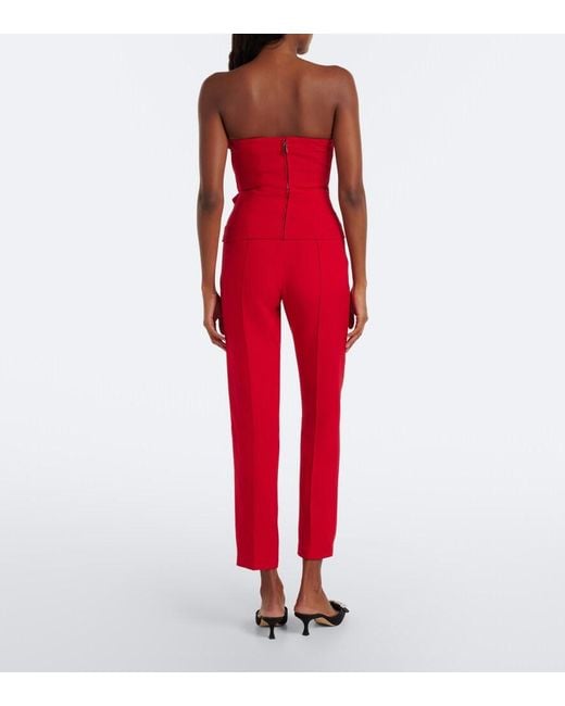 Roland Mouret Red Cropped Wool And Silk Slim Pants
