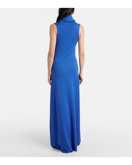 Tom Ford Blue Knitted Wool Maxi Dress