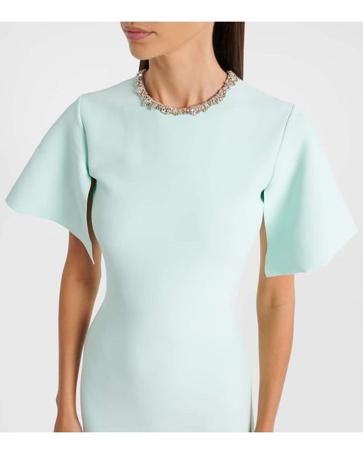 Alexander McQueen Blue Cocktailkleid Aus Crepe Mit Kristallen