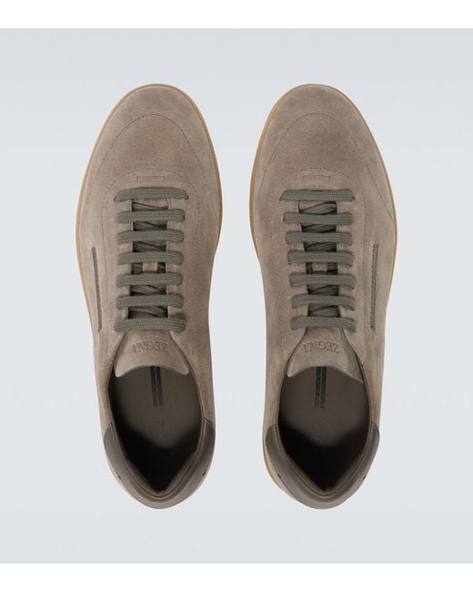 Zegna Brown 232 Suede Sneakers for men