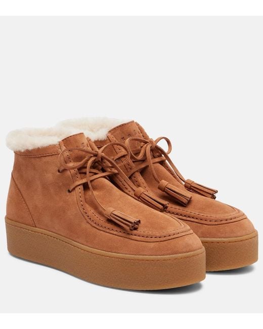 Hogan Brown Plateaustiefel H681 Aus Veloursleder