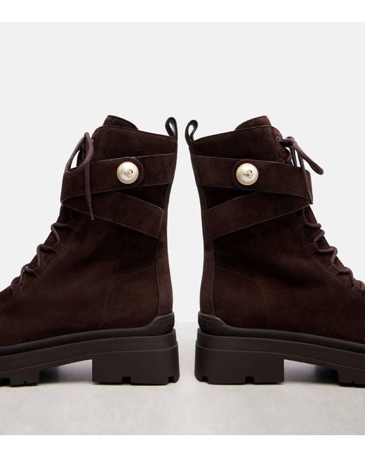 Jimmy Choo Brown Noemi 45 Suede Combat Boots
