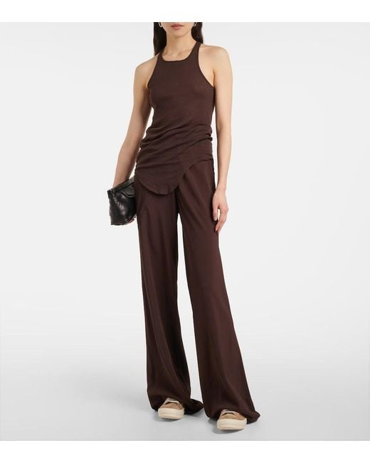 Rick Owens Brown Ribbed-Knit Cotton Tank Top
