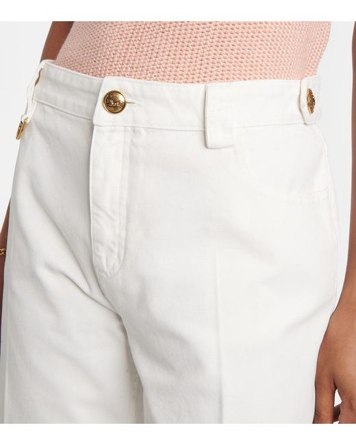 Chloé White Gerade Hose Aus Baumwoll-Canvas
