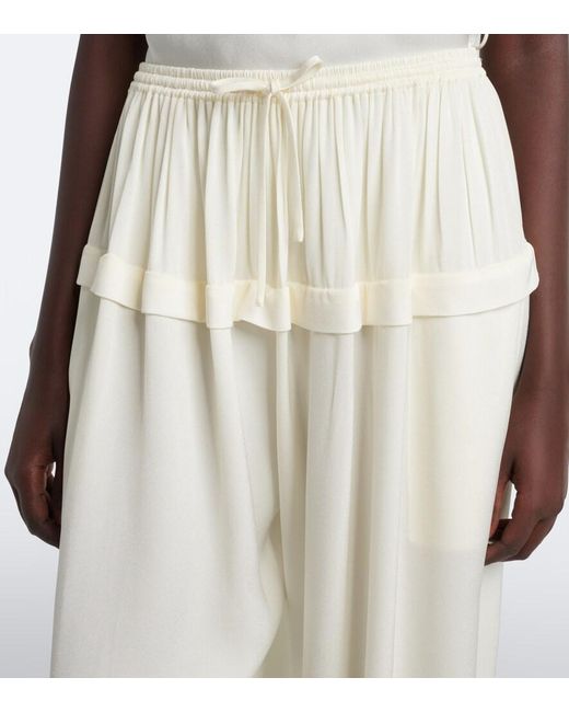 Alaïa White Crepe Wide-Leg Pants