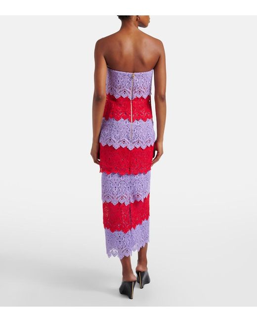 Carolina Herrera Red Lace Cocktail Dress