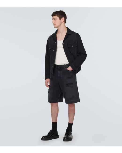 Shorts di jeans distressed di Dolce & Gabbana in Gray da Uomo