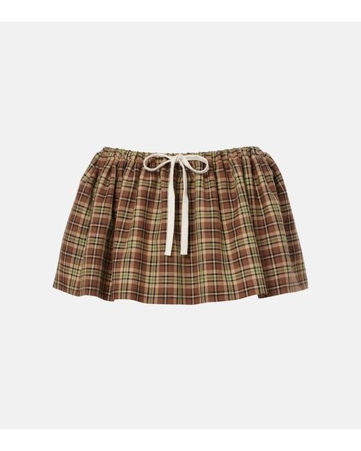 Miu Miu Multicolor Wool Plaid Mini Skirt